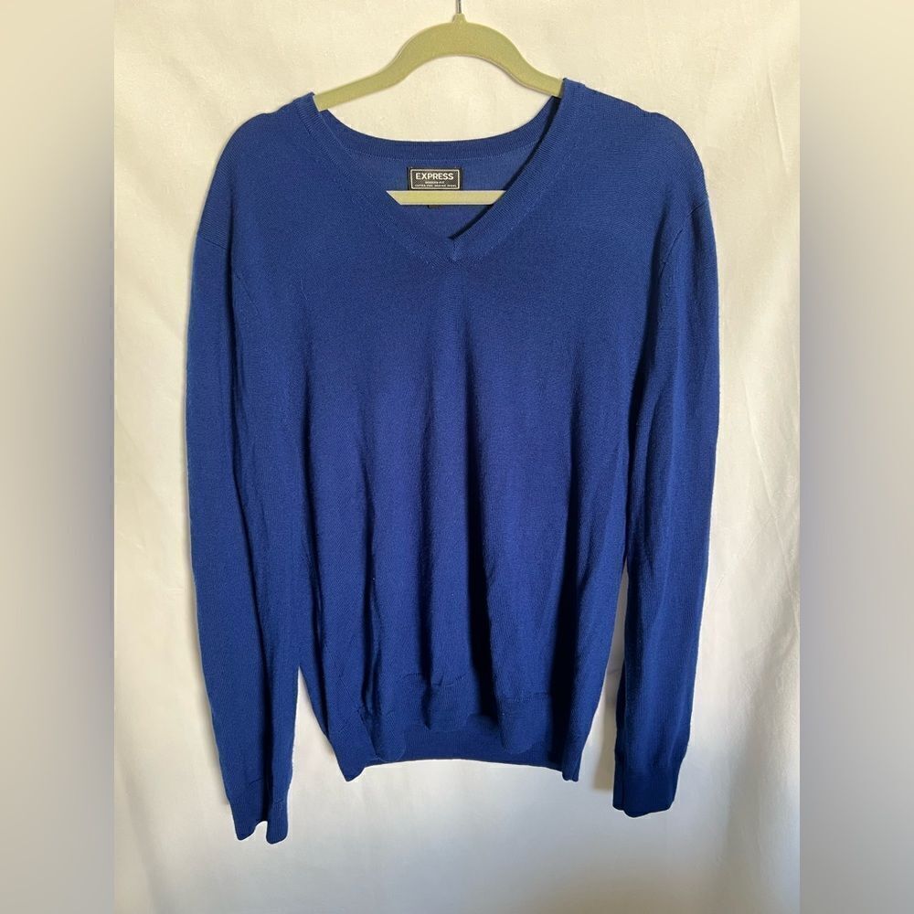 Express Modern Fit Men’s 100% Merino Wool Sweater Blue Size Large